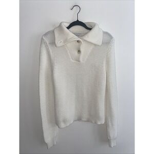 EUC Women's Evereve Cream Pullover Sweater‎ Medium Preppy Nautical Beachy